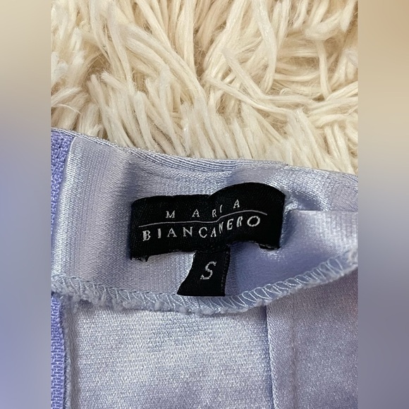 Maria Bianca Nero straight leg high rise back zip acetate baby blue SZ S elastic - Picture 5 of 8